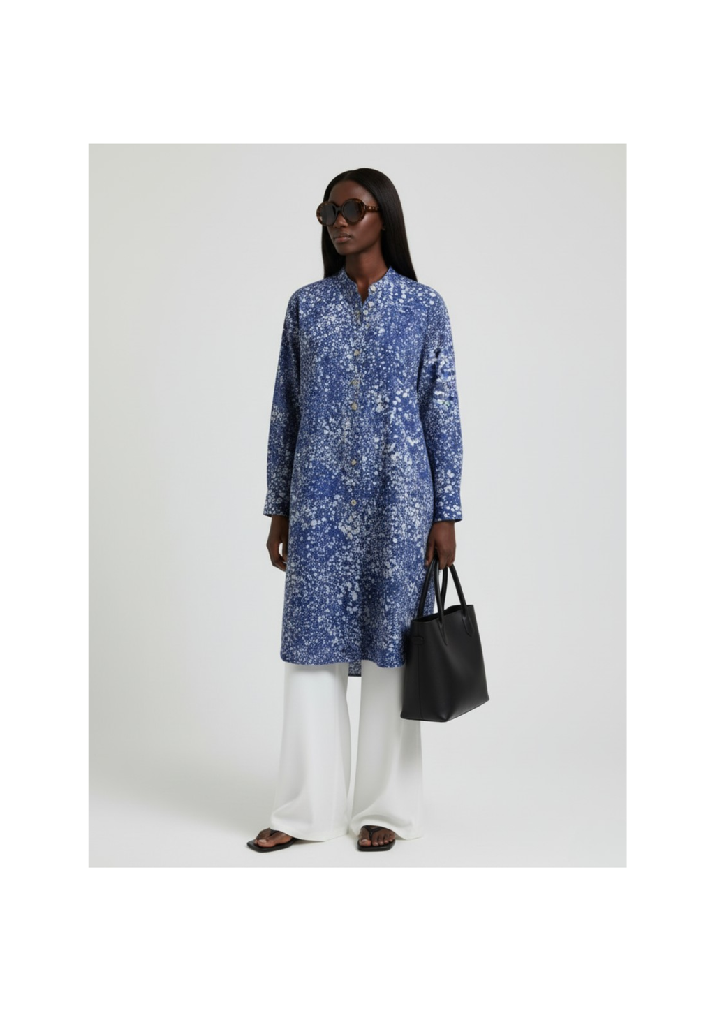 Blue Speckle Dye Shirt Dress