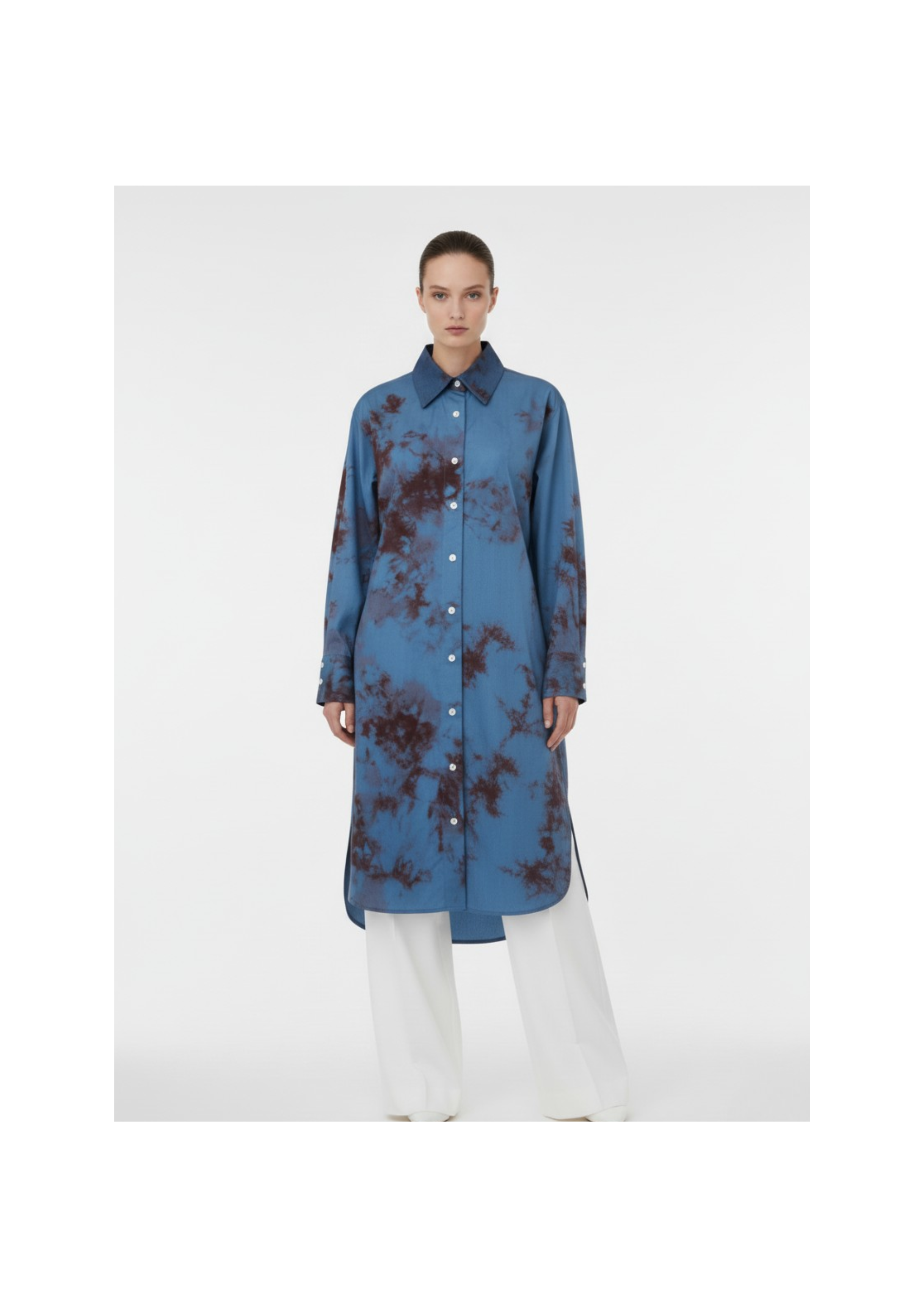 Indigo Maroon Abstract Shirt Dress