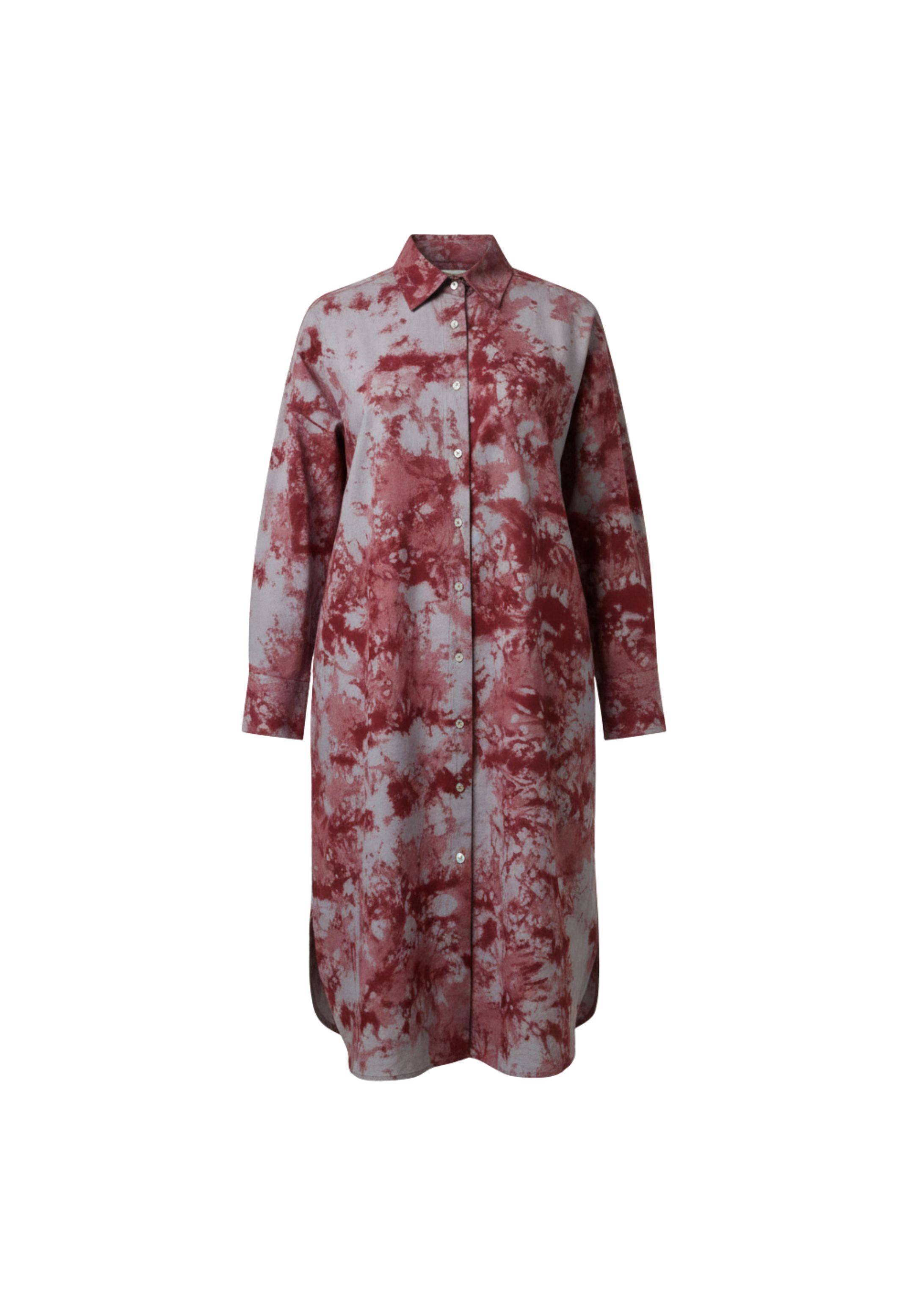 Rust Grey and Maroon Dye Shirt Dress