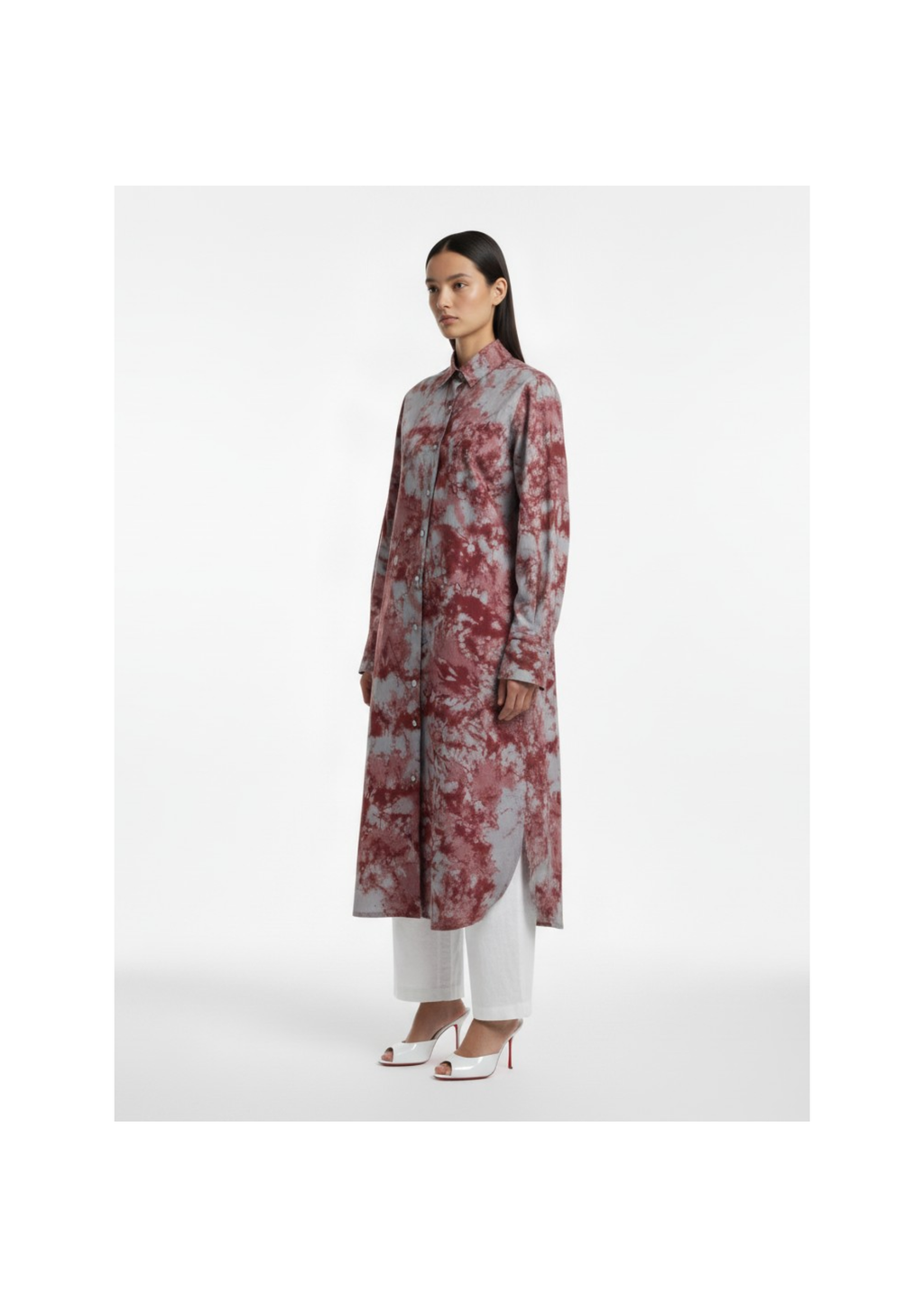 Rust Grey and Maroon Dye Shirt Dress
