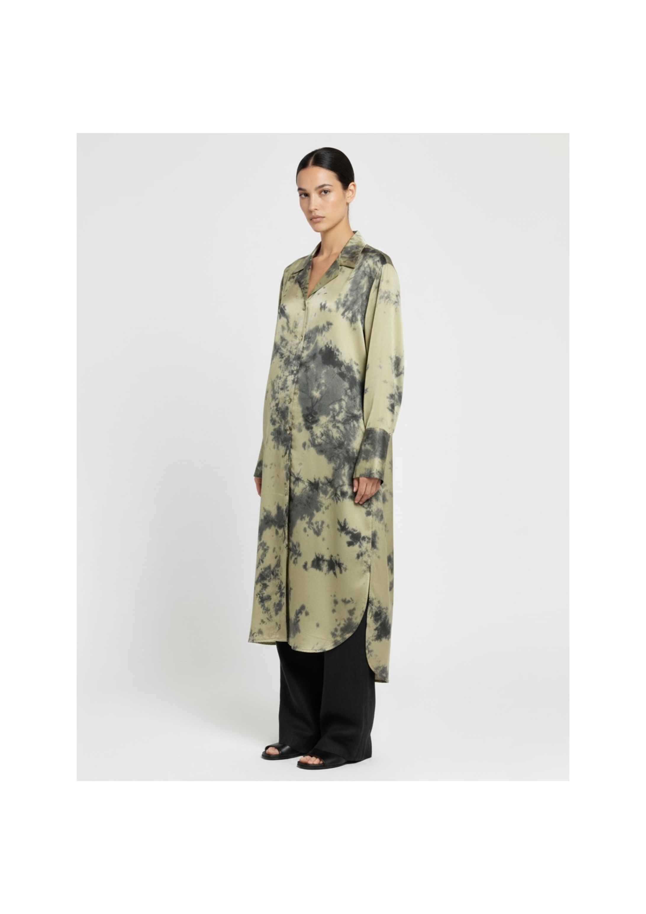 Olive Ink Tie-Dye Shirt Dress