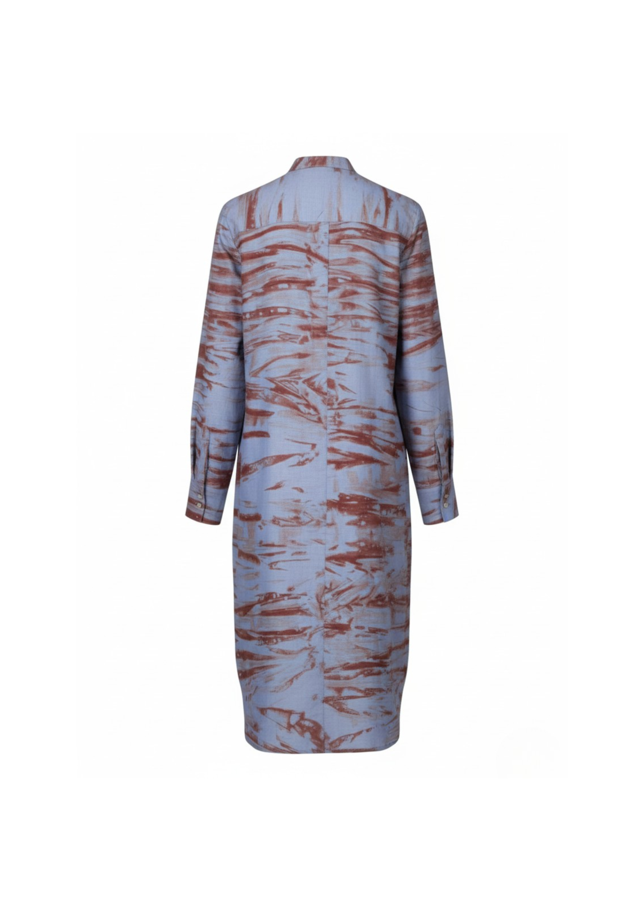 Dust Blue and Oxide Red Shirt Dress