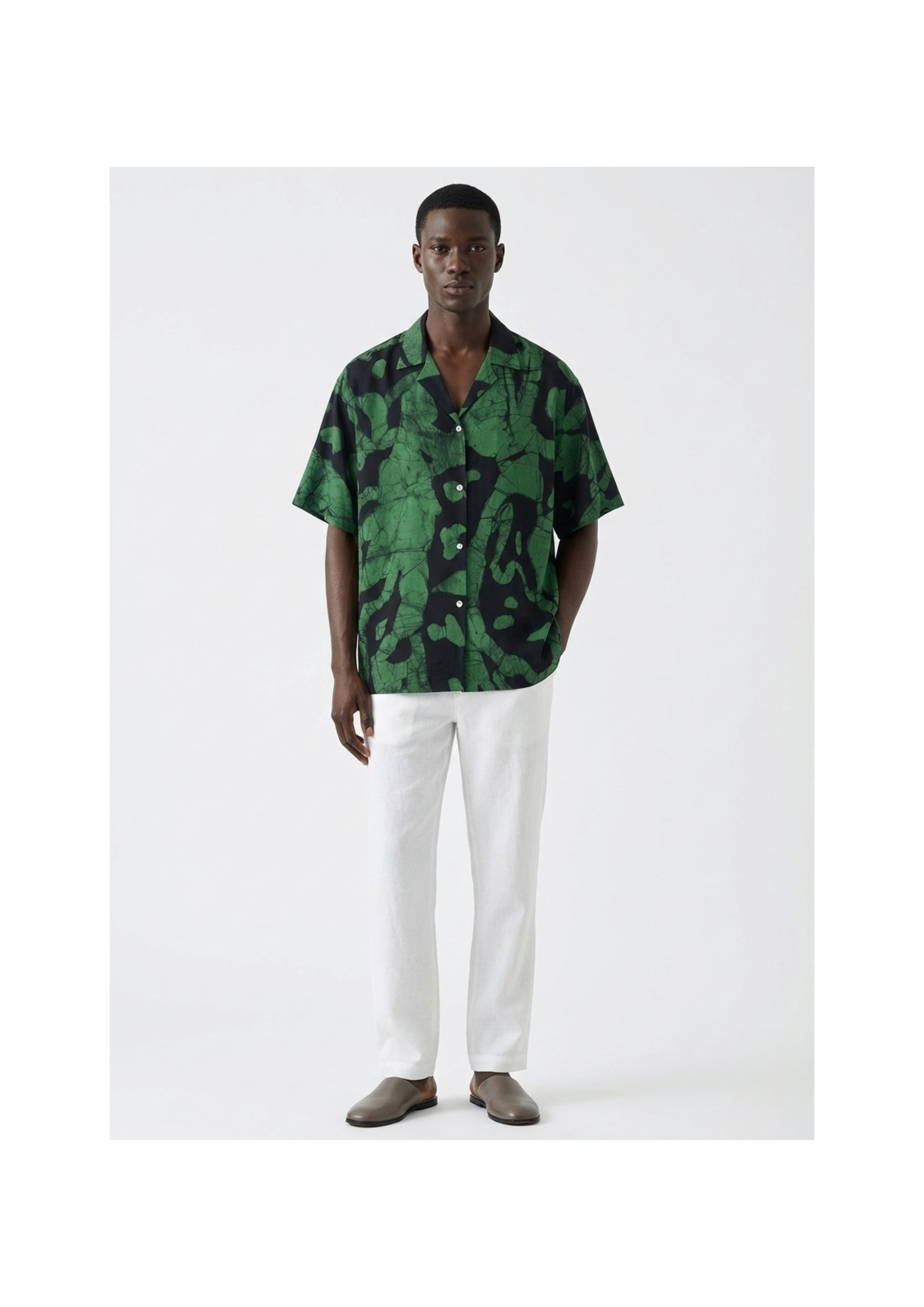 Verdant Abstract Linen Shirt
